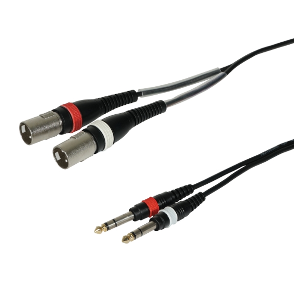 2m 2 x XLR Male – 2 x 6.35mm Stereo Jack Cable
