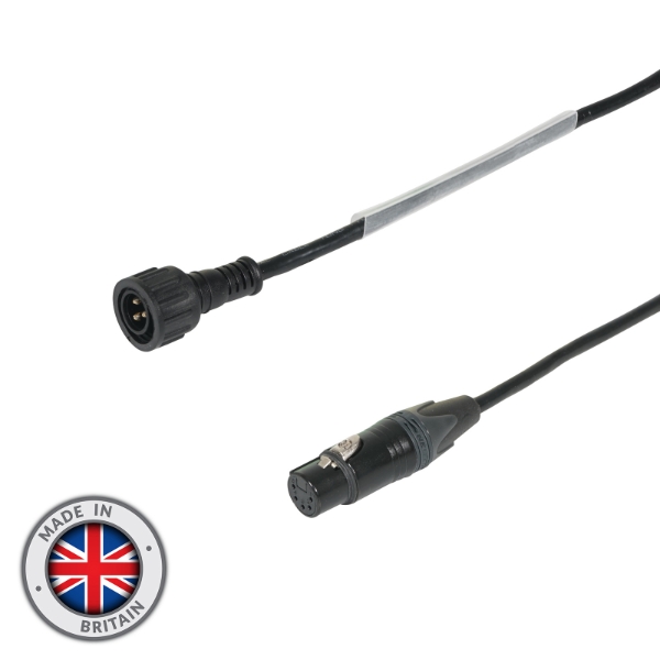 1m DMX Hydralock Male to Neutrik XLR 5-Pin Female Cable