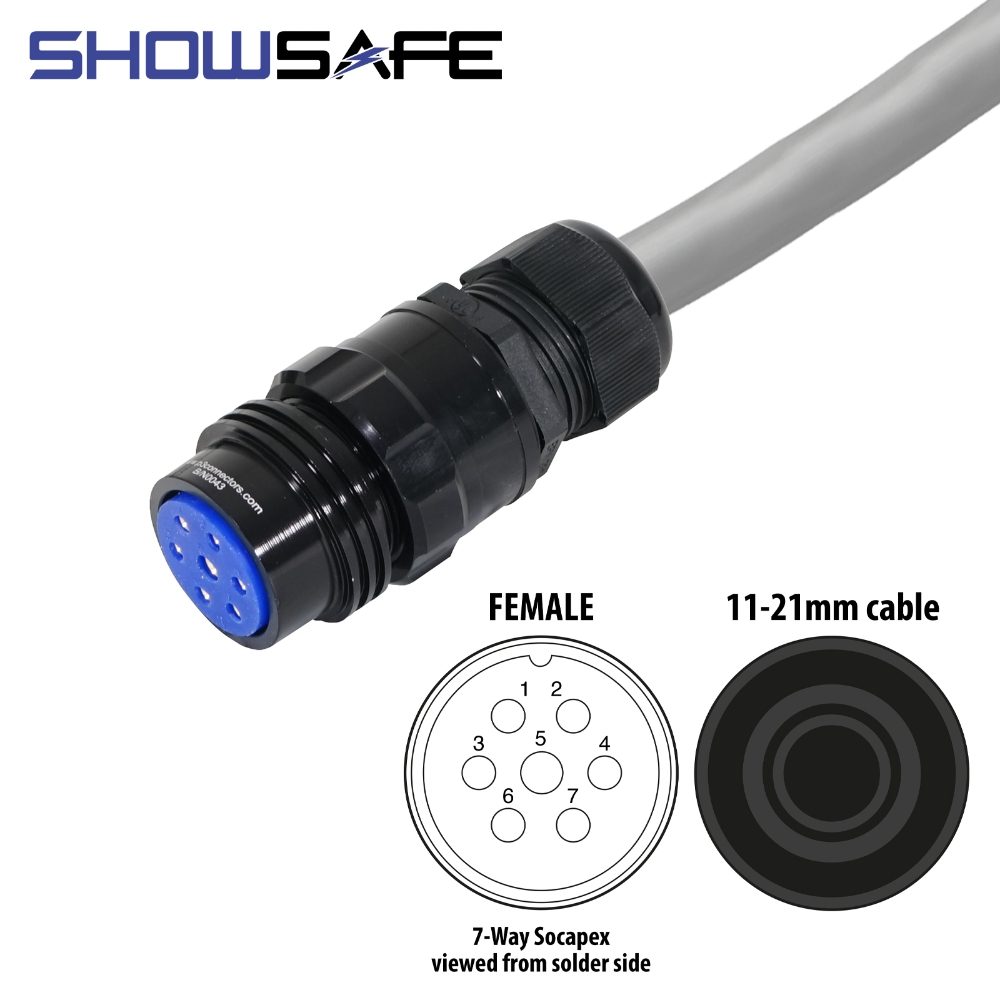 Socapex 7-Pin Line Female Socket 11-21mm - Prolight Concepts (UK) Ltd