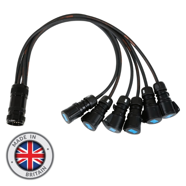 Socapex 19-Pin Male - 16A Female 2.5mm Fan-Out Cable